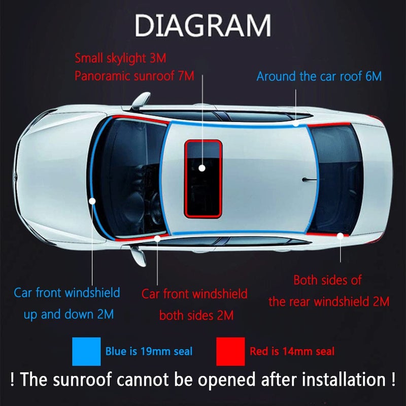 Turcee Cuttable T-Car Sunroof Cover Seal Rubber Trim Dust Proof&Weather Stripping for Windshield Tailgate Adhesive Rubber Seal Strip (19mm?16Ft) - Image 5